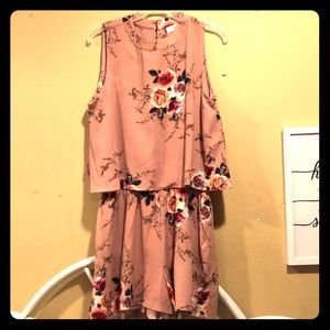 Tan and floral romper